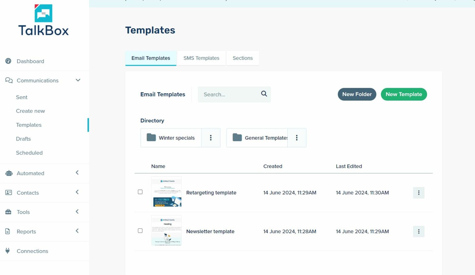 Managing templates and sections - TalkBox Support Centre